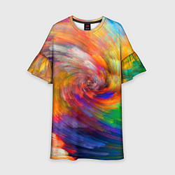 Платье клеш для девочки MULTICOLORED SWIRLS, цвет: 3D-принт