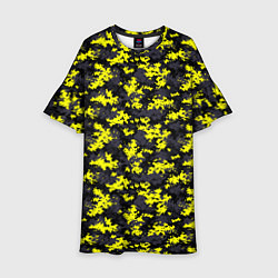 Платье клеш для девочки Камуфляж Пиксельный Чёрно-Жёлтый, цвет: 3D-принт