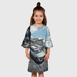 Платье клеш для девочки Toyota Land Cruiser 300 Горная дорога, цвет: 3D-принт — фото 2
