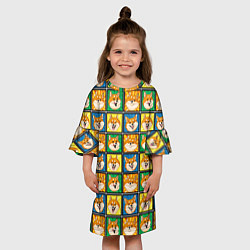 Платье клеш для девочки Разноцветная плитка сибы, цвет: 3D-принт — фото 2