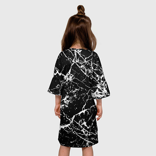 Детское платье Текстура чёрного мрамора Texture of black marble / 3D-принт – фото 4