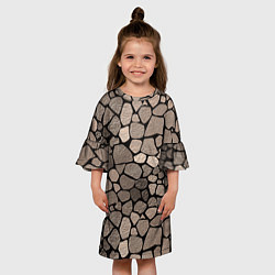 Платье клеш для девочки Черно-коричневая текстура камня, цвет: 3D-принт — фото 2