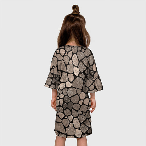 Детское платье Черно-коричневая текстура камня / 3D-принт – фото 4
