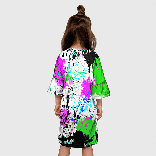 Детское платье Неоновые разноцветные пятна и брызги красок / 3D-принт – фото 4