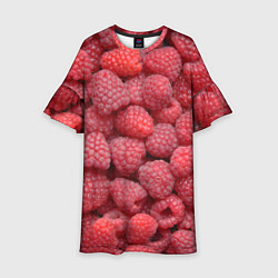 Платье клеш для девочки Малина - ягоды, цвет: 3D-принт