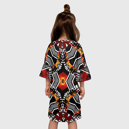 Детское платье Арабский орнамент в красно -желто-черных тонах / 3D-принт – фото 4
