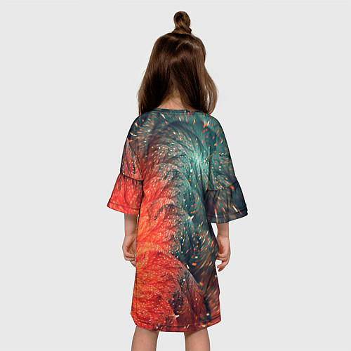 Детское платье Зеленые и оранжевые завихрения / 3D-принт – фото 4