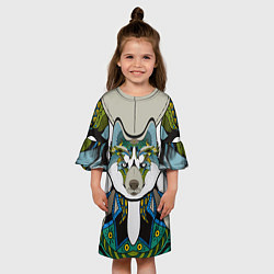 Платье клеш для девочки Волк и этномир, цвет: 3D-принт — фото 2