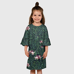 Платье клеш для девочки Цветы Жимолости, цвет: 3D-принт — фото 2