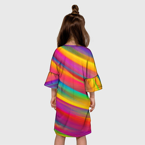 Детское платье Красочный летний паттерн Цветные полосы / 3D-принт – фото 4