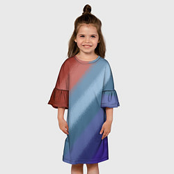 Платье клеш для девочки Полосатый коричнево-голубой паттерн, цвет: 3D-принт — фото 2
