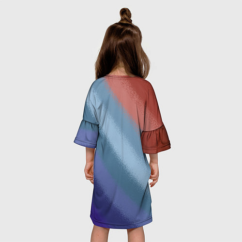 Детское платье Полосатый коричнево-голубой паттерн / 3D-принт – фото 4