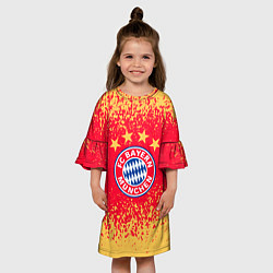 Платье клеш для девочки Bayern munchen красно желтый фон, цвет: 3D-принт — фото 2