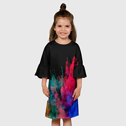 Платье клеш для девочки Брызги сухих красок, цвет: 3D-принт — фото 2