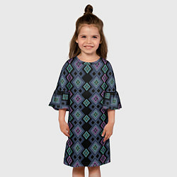 Платье клеш для девочки Разноцветный орнамент из перламутровых бус, цвет: 3D-принт — фото 2
