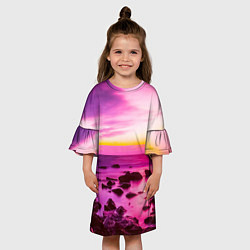 Платье клеш для девочки Just a sunset, цвет: 3D-принт — фото 2