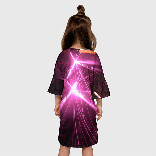 Детское платье Неоновые лазеры во тьме - Розовый / 3D-принт – фото 4