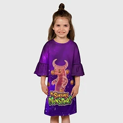 Платье клеш для девочки My singing monsters ЭПИЧЕСКИЙ ВУЖАС, цвет: 3D-принт — фото 2