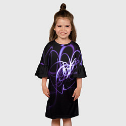 Платье клеш для девочки Неоновый узор - Фиолетовый, цвет: 3D-принт — фото 2