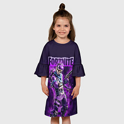 Платье клеш для девочки Fortnite Bronto Скин динозавра Видеоигра, цвет: 3D-принт — фото 2