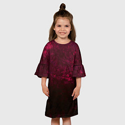 Платье клеш для девочки Темно-красный абстрактный узор текстура камня, цвет: 3D-принт — фото 2