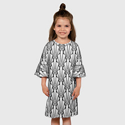 Платье клеш для девочки Современный геометрический узор светлый фон, цвет: 3D-принт — фото 2