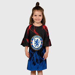 Платье клеш для девочки Челси chelsea пламя, цвет: 3D-принт — фото 2
