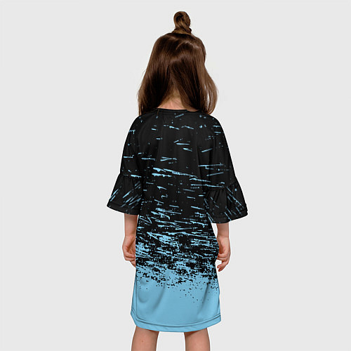 Детское платье Манчестер сити голубые брызги на черном фоне / 3D-принт – фото 4