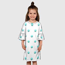 Платье клеш для девочки Редкий бирюзовый горох 3д, цвет: 3D-принт — фото 2