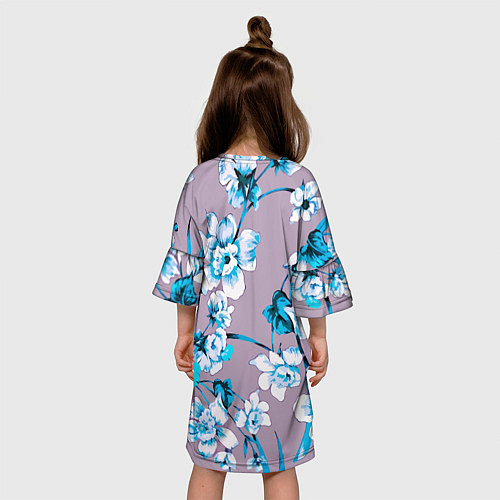 Детское платье Летний стилизованный цветочный паттерн / 3D-принт – фото 4