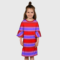 Платье клеш для девочки Striped pattern мягкие размытые полосы красные фио, цвет: 3D-принт — фото 2