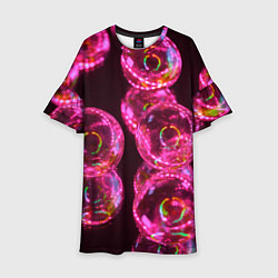 Платье клеш для девочки Неоновые сюрреалистичные пузыри - Розовый, цвет: 3D-принт