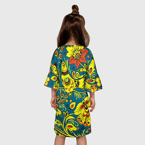 Детское платье Хохломская Роспись Две Птицы / 3D-принт – фото 4