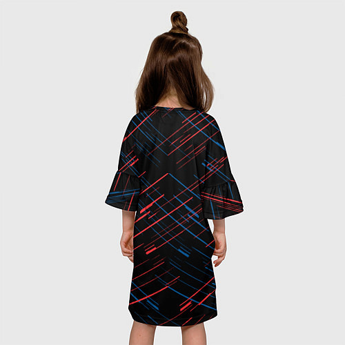 Детское платье Psg красные синие чёрточки / 3D-принт – фото 4