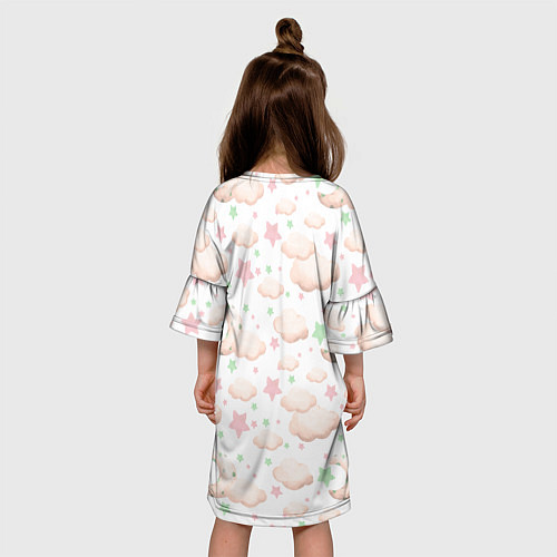 Детское платье Овечка на облачке на белом / 3D-принт – фото 4