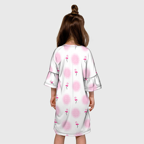 Детское платье Фламинго и круги на белом фоне / 3D-принт – фото 4
