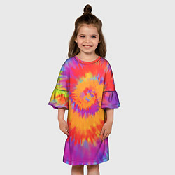 Платье клеш для девочки Тай дай в радуге, цвет: 3D-принт — фото 2