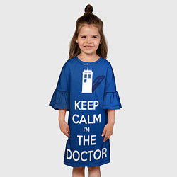 Платье клеш для девочки Keep calm Im the Doctor, цвет: 3D-принт — фото 2
