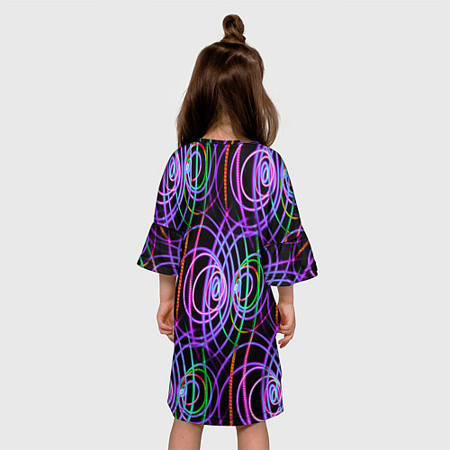 Детское платье Неоновые круги и линии - Фиолетовый / 3D-принт – фото 4
