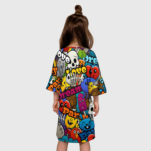 Детское платье Красочный паттерн из мультяшных героев / 3D-принт – фото 4