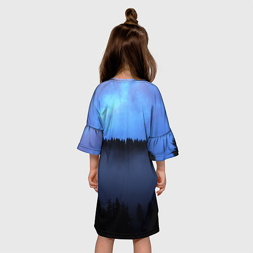 Детское платье Неоновое небо над лесом / 3D-принт – фото 4