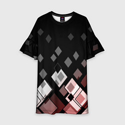 Платье клеш для девочки Geometric pattern черно-коричневый узор Ромбы, цвет: 3D-принт