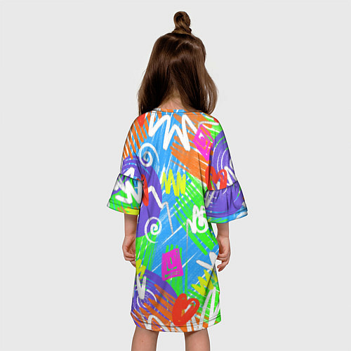 Детское платье Яркий геометрический принт на белом фоне / 3D-принт – фото 4