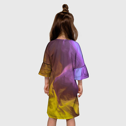 Детское платье Неоновые фонари на шёлковой поверхности - Фиолетов / 3D-принт – фото 4