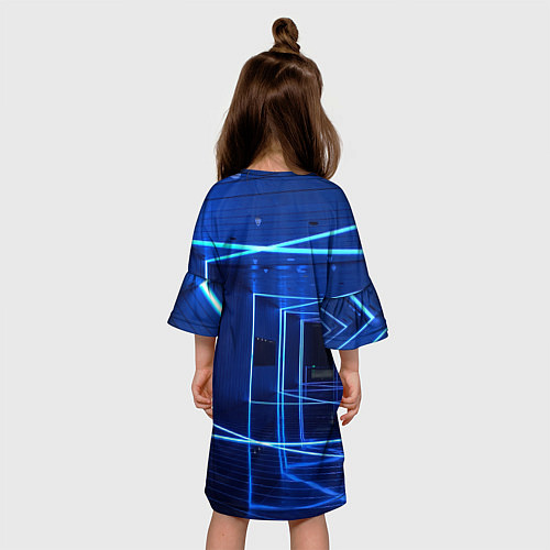 Детское платье Неоновый абстрактный коридор - Синий / 3D-принт – фото 4