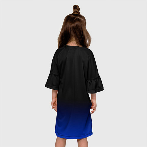 Детское платье Черный с синим градиент / 3D-принт – фото 4