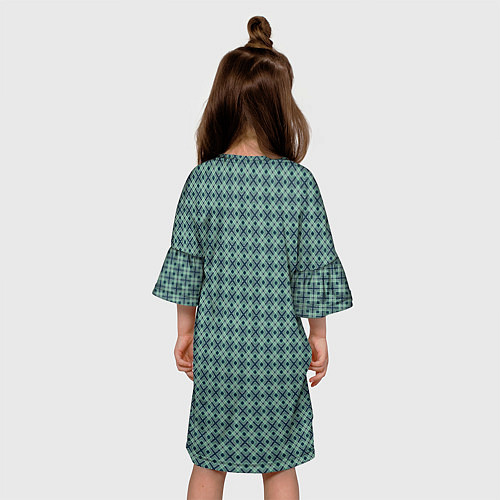 Детское платье Мелкий бирюзовый клетчатый узор / 3D-принт – фото 4