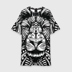 Платье клеш для девочки Черно белый Африканский Лев Black and White Lion, цвет: 3D-принт