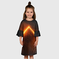 Платье клеш для девочки Неоновая крыша здания - Оранжевый, цвет: 3D-принт — фото 2