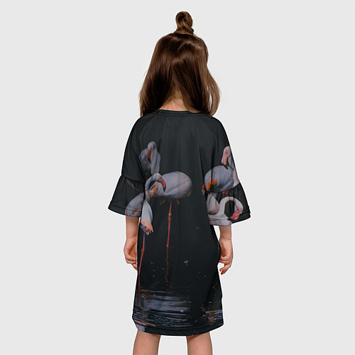 Детское платье Фламинго - вода / 3D-принт – фото 4
